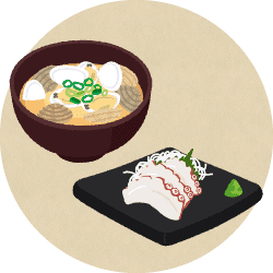 miso soup of shijimi clam, sashimi of octopus image